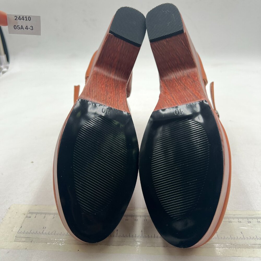 Brown Platform Rounded Toe Cutout Strap Buckles C… - image 7